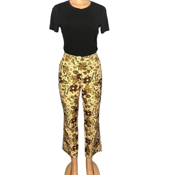 3/$30 🍂 International Concepts Brown Floral Silk Cigarette Pants - Picture 1 of 9